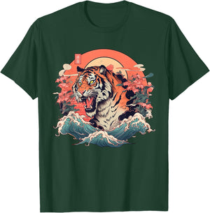 Asian inspired vintage style 80s retro Japanese Tiger T-Shirt - T-Shirt | Forest