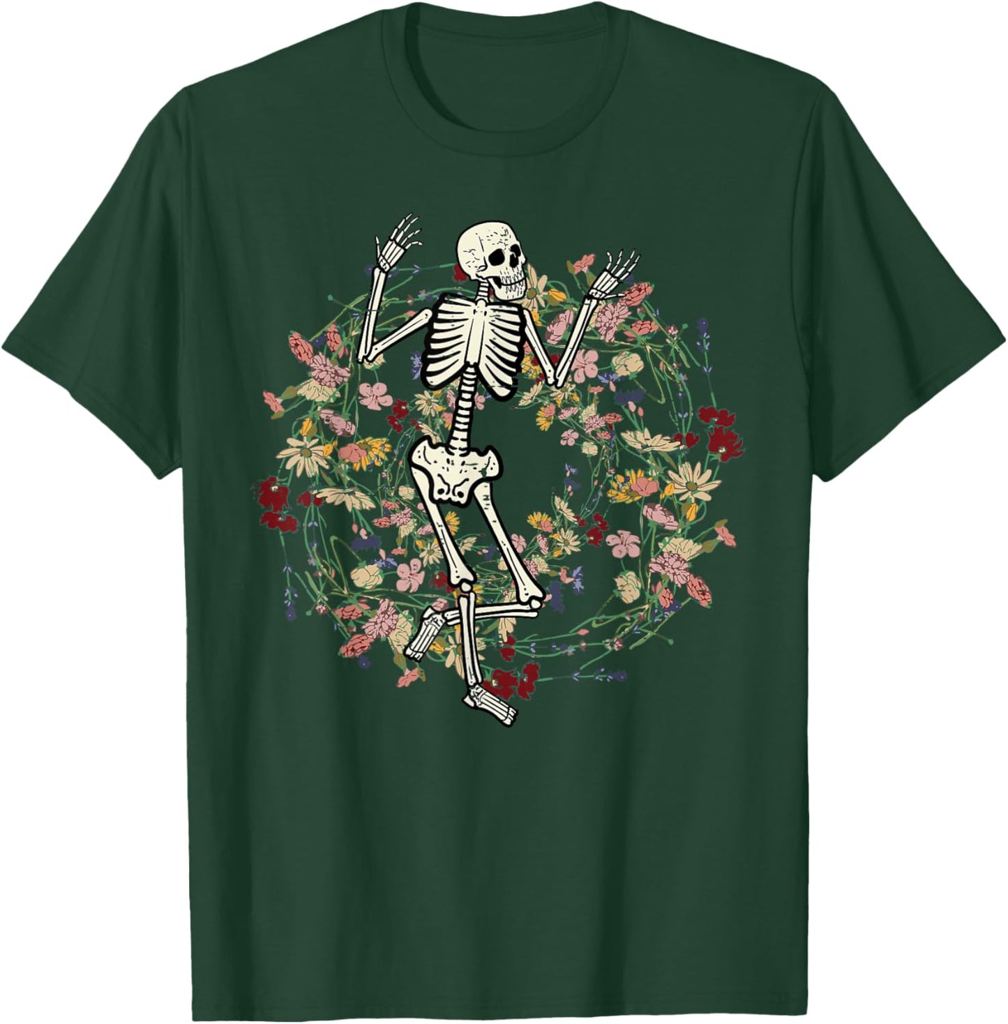 Floral Skeleton Funny Goth Halloween Costume Men Women Kids T-Shirt - T-Shirt | Forest