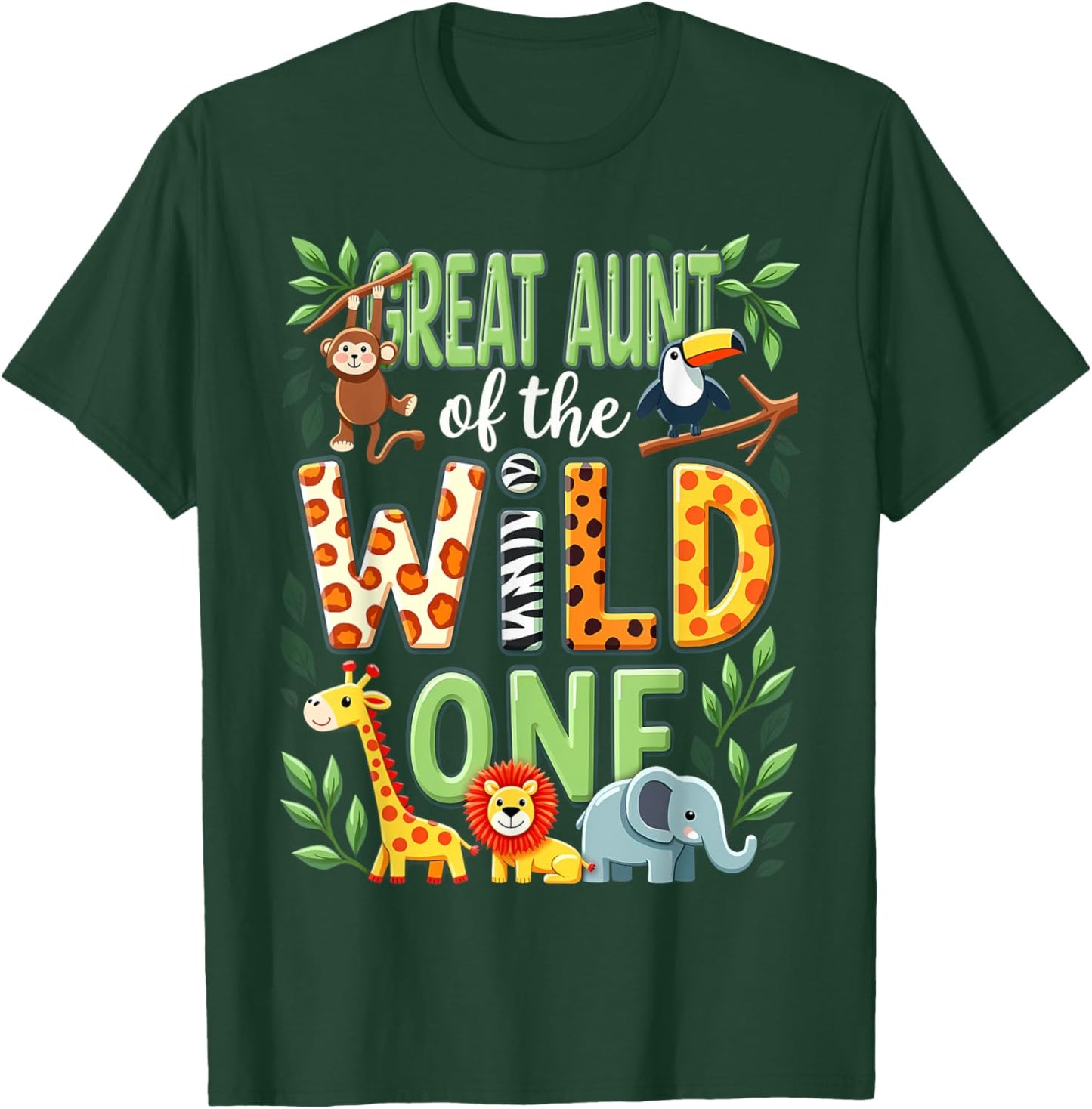 1st Birthday Safari Zoo Great Aunt Of The Wild One T-Shirt - T-Shirt | Forest