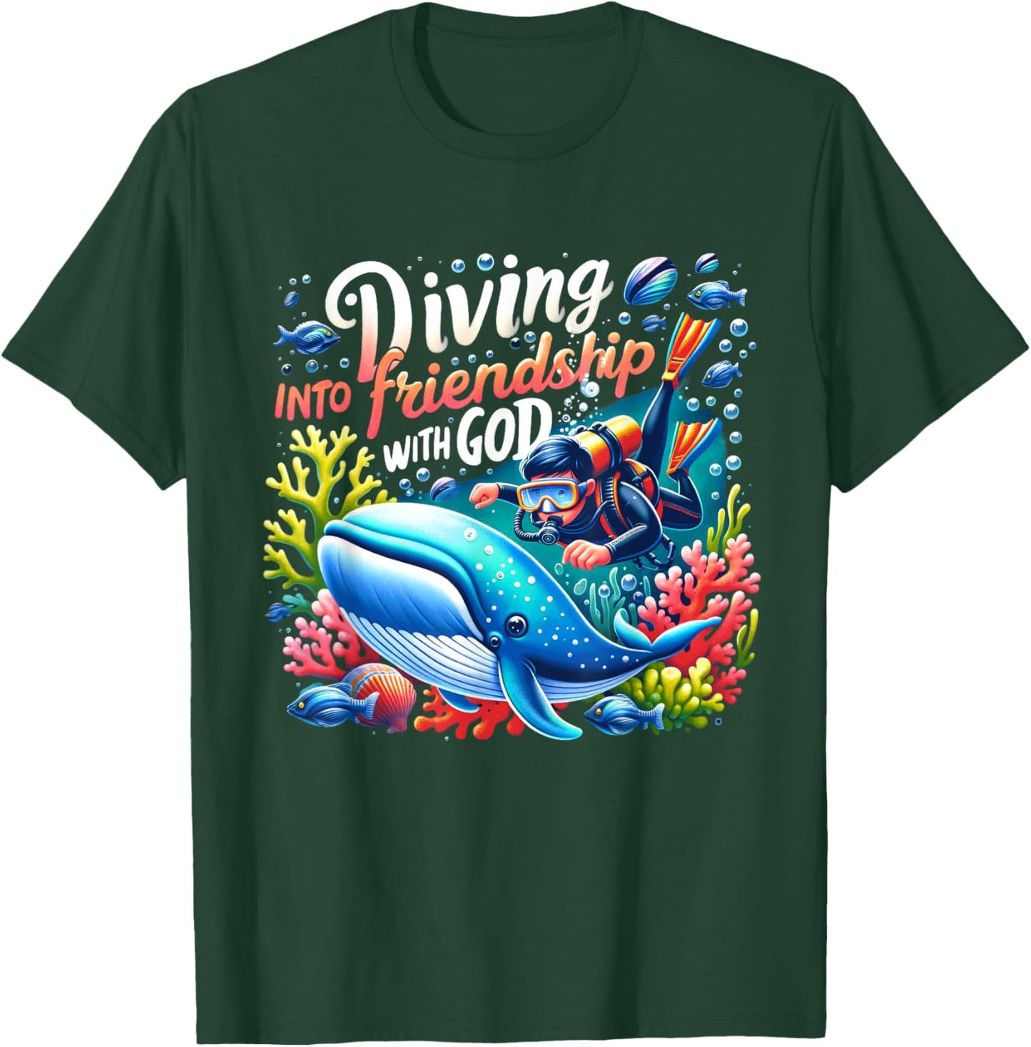 Vacation Bible School Diving Into Friendship God VBS 2024 T-Shirt - T-Shirt | Forest