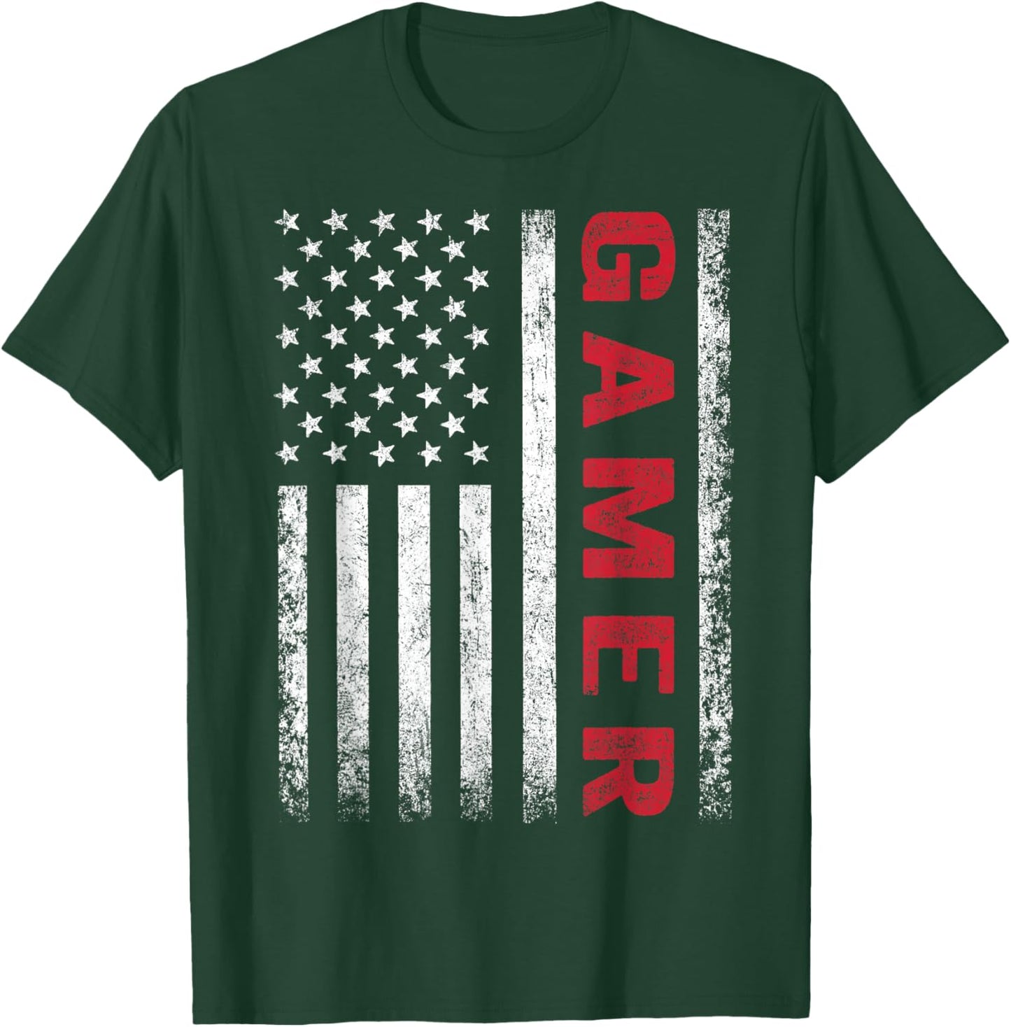 American Flag Funny Gamer Gift Video Games Boys Men Gaming T-Shirt - T-Shirt | Forest