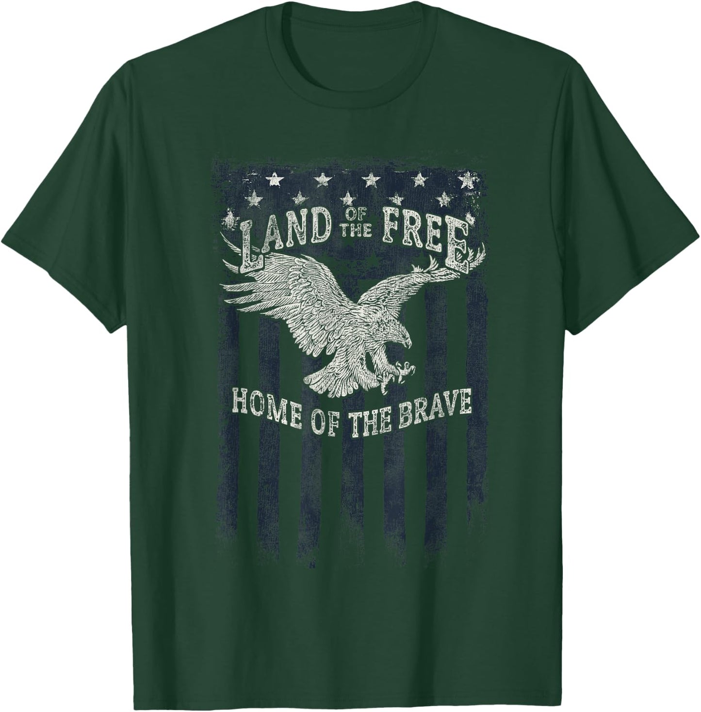Land Of The Free Home Of The Brave Eagle Vertical Flag T-Shirt - T-Shirt | Forest