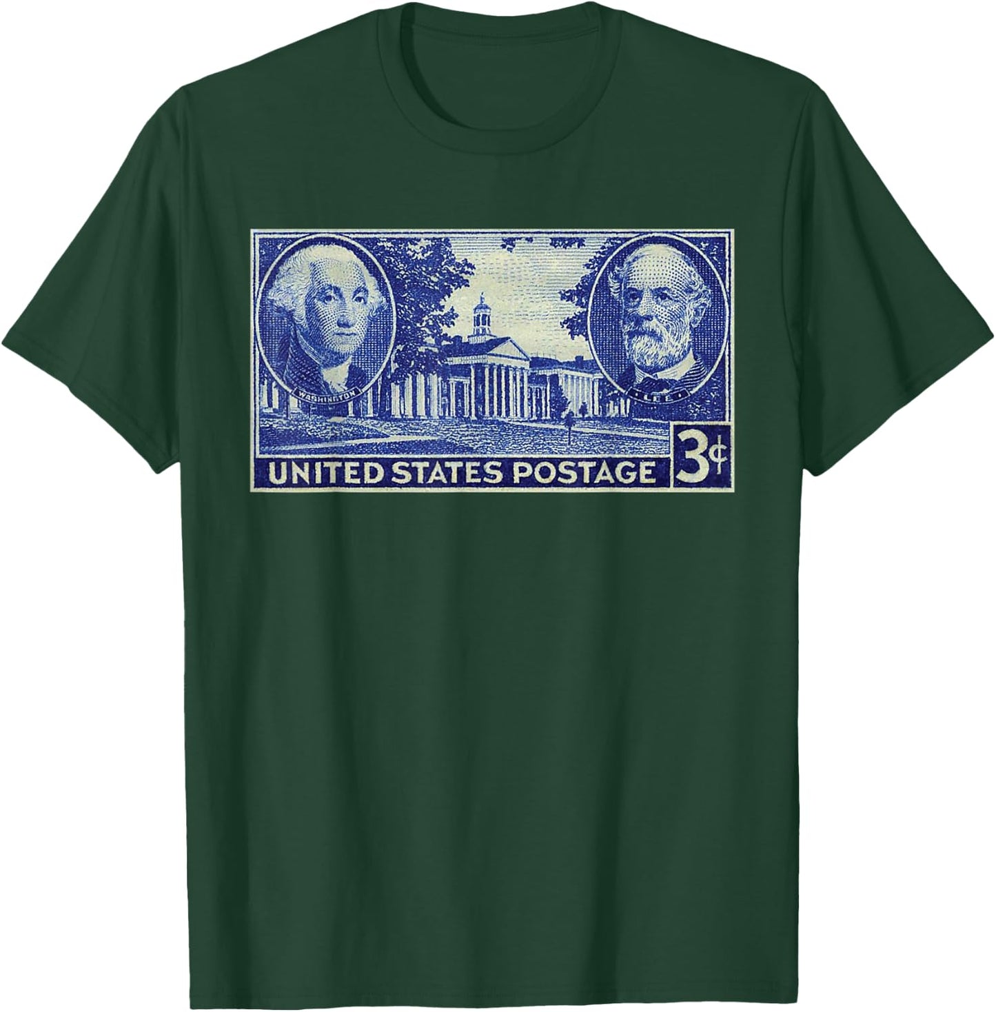 USA History Vintage Stamp George Washington & Robert E Lee T-Shirt - T-Shirt | Forest