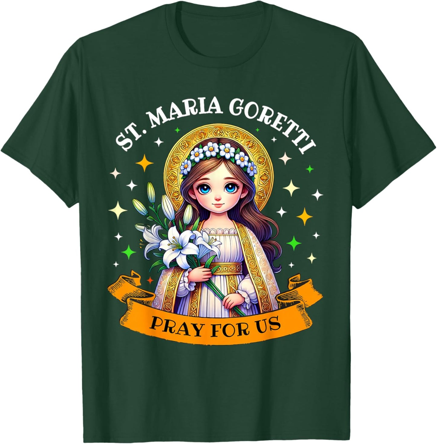 St Maria Goretti Lily Saints Catholic Saints for Children T-Shirt - T-Shirt | Forest