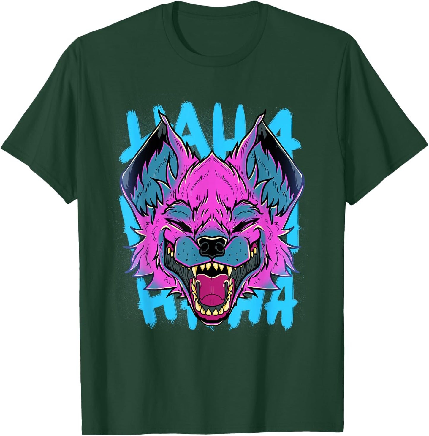 Vaporwave Laughing Hyena Safari African Animal Face Wildlife T-Shirt - T-Shirt | Forest