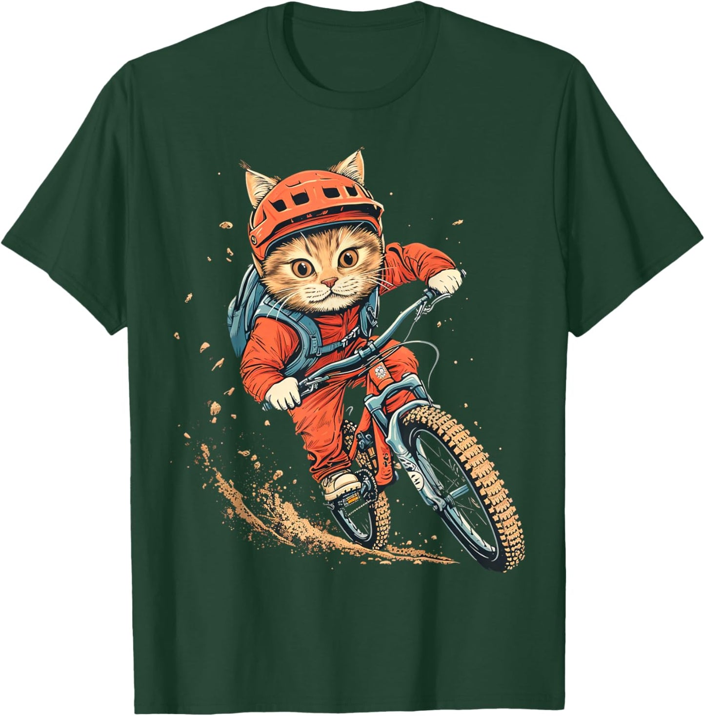 Mountain Biking Cat T-Shirt - T-Shirt | Forest
