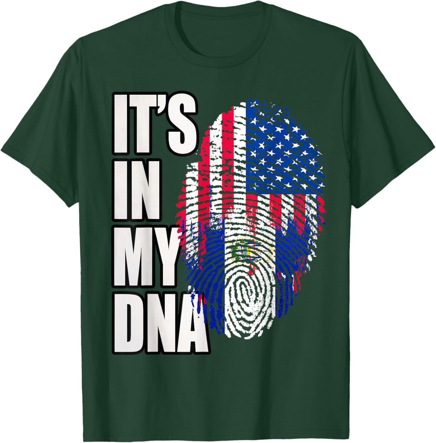 American and Salvadoran Heritage Mix DNA Flag T-Shirt - T-Shirt | Forest
