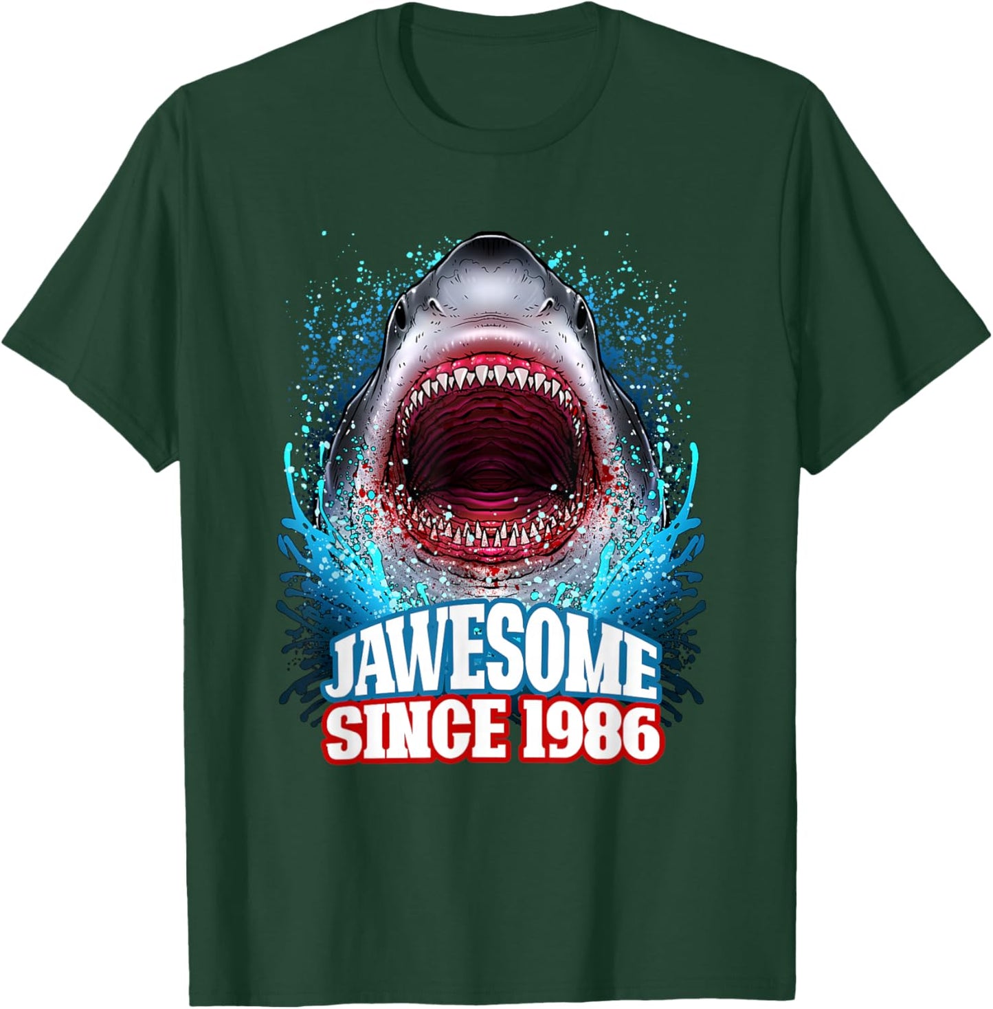 40th Birthday Jawesome Since 1986 Shark 40 Years Old T-Shirt - T-Shirt | Forest