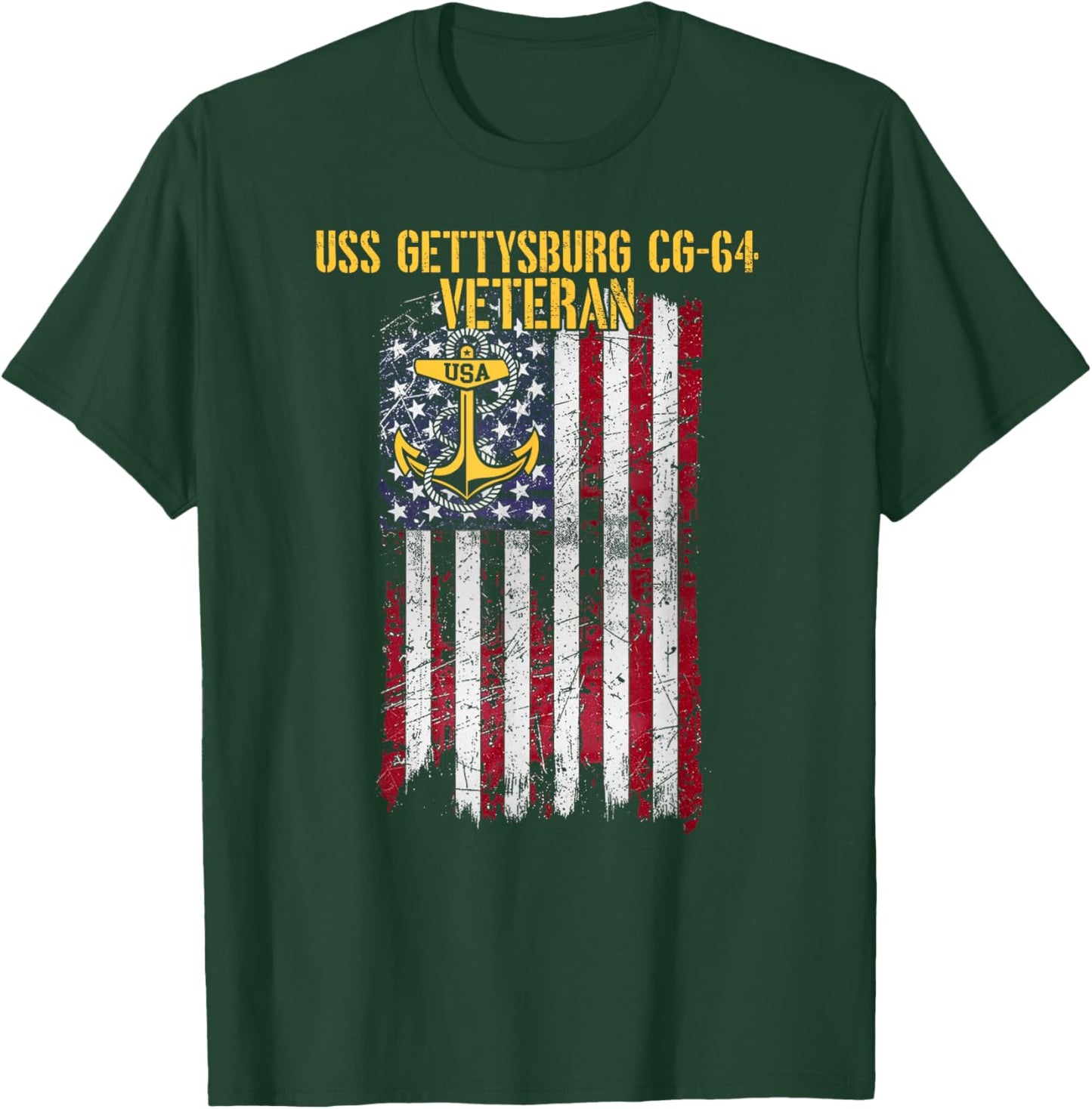 USS Gettysburg CG-64 Cruiser Veteran T-Shirt - T-Shirt | Forest