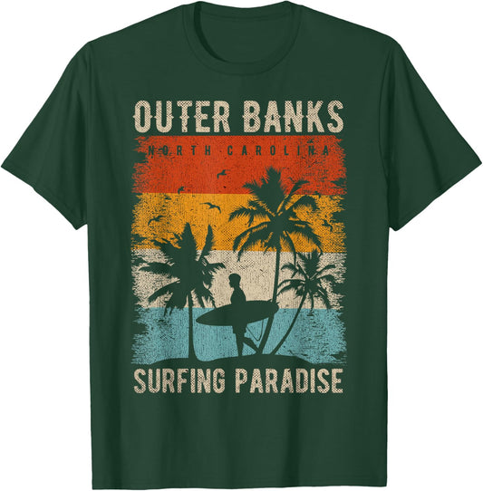 Outer Banks North Carolina Surfing Outfit Souvenir T-Shirt - T-Shirt | Forest