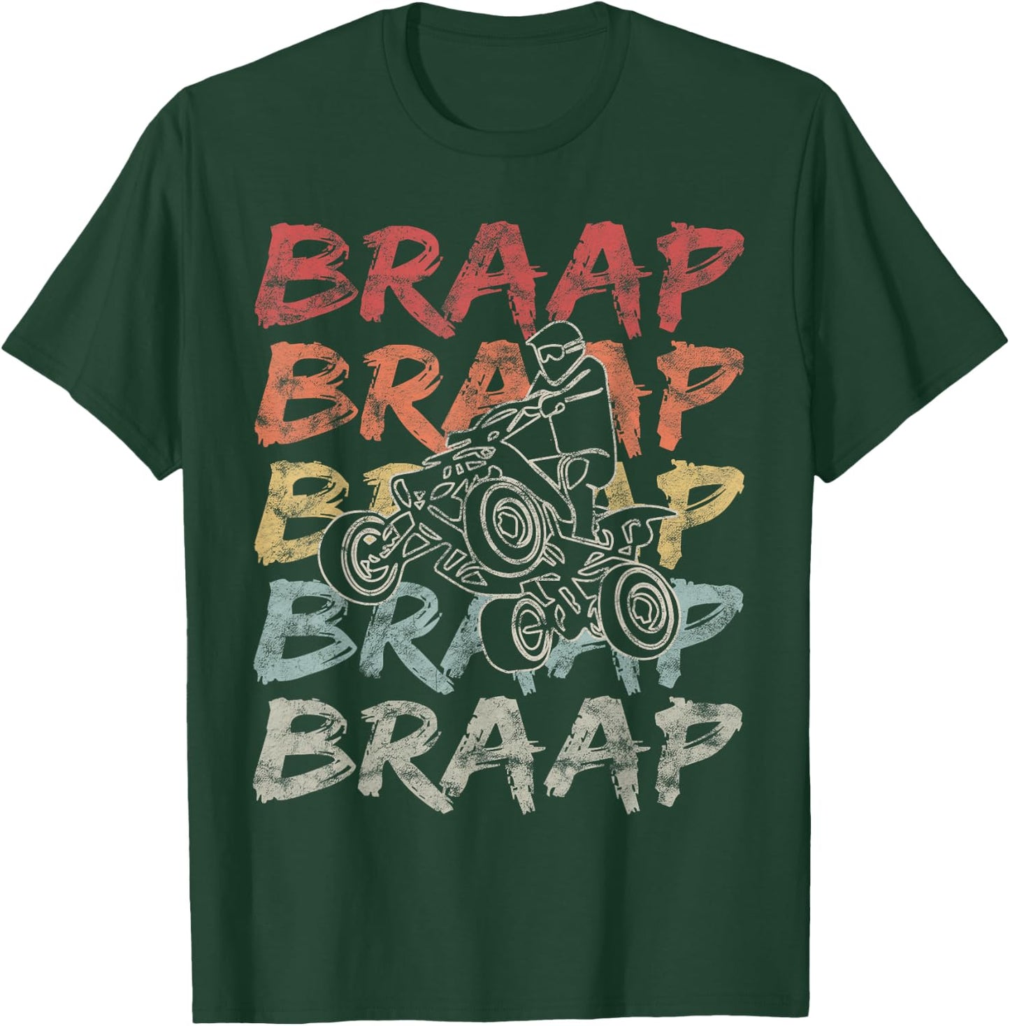 Vintage Braap Quad Biker Gift I ATV Four Wheeler Quad Bike T-Shirt - T-Shirt | Forest