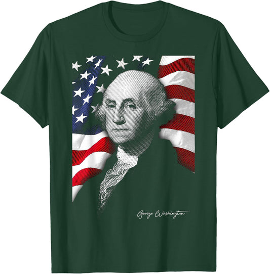 4th of July American Flag George Washington Eyes Flag Country T-Shirt - T-Shirt | Forest