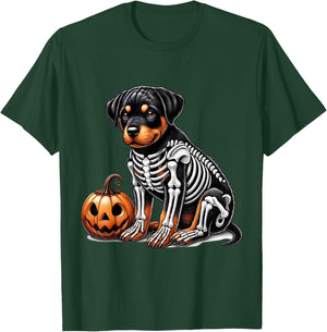 Rottweiler Skeleton Jack O Lantern Funny Dog Halloween T-Shirt - T-Shirt | Forest