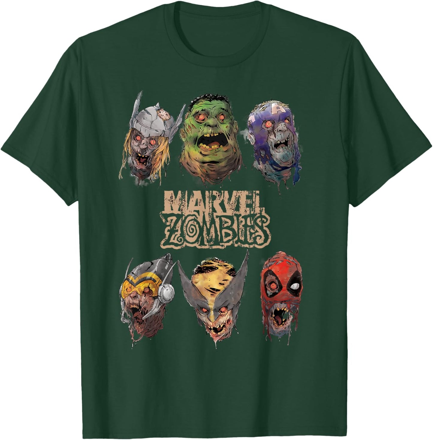 Marvel Zombies Group Shot Zombie Heads T-Shirt - T-Shirt | Forest
