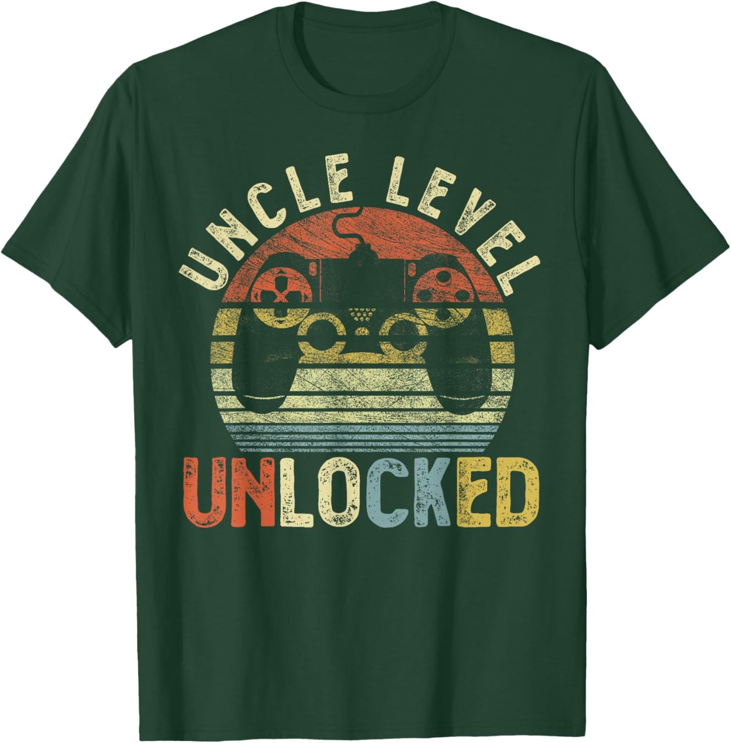 Vintage Uncle Level Unlocked, Video Gamer Funny Saying Retro T-Shirt - T-Shirt | Forest