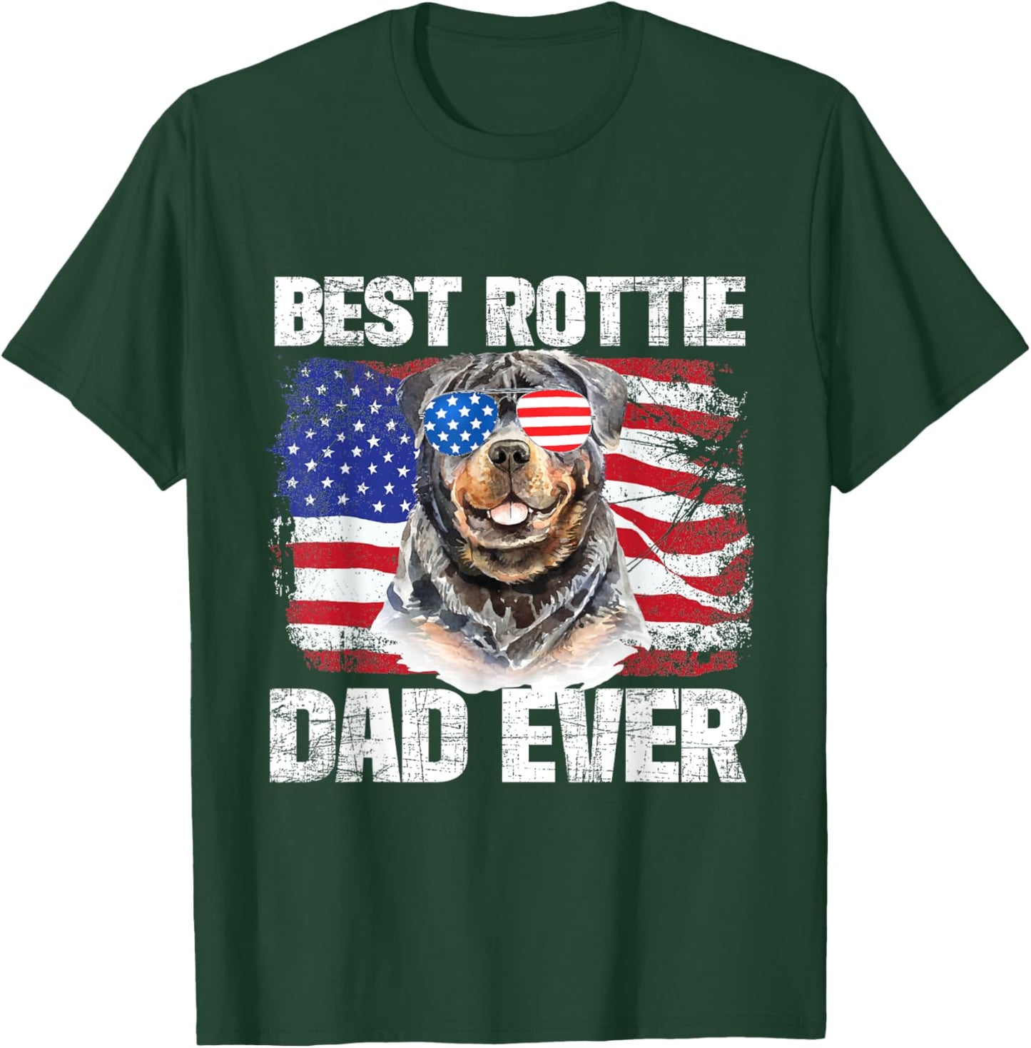 Best Rottie Dad Ever - American Flag Dog Owner Animal Lover Kids Men T-Shirt - T-Shirt | Forest