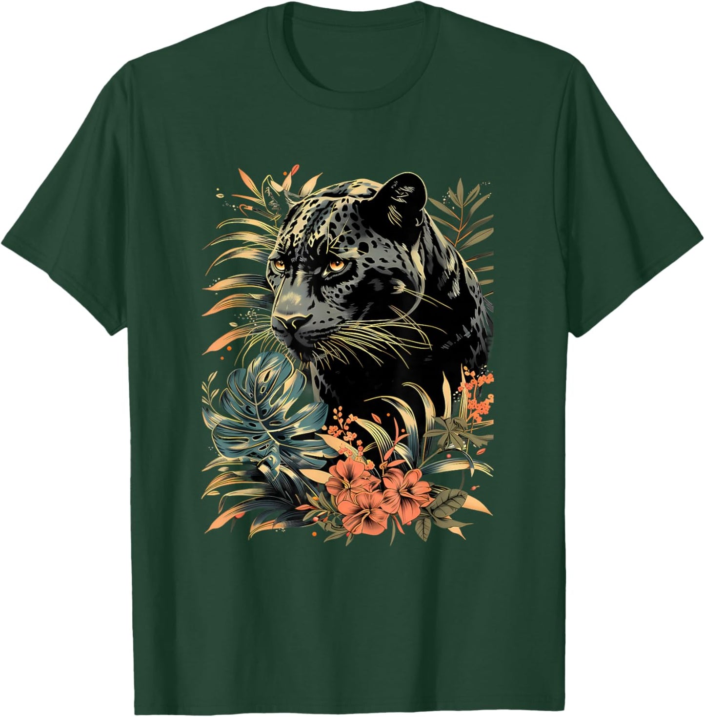 Panther Nature Artwork Motif Jungle Tropical Animal Art T-Shirt - T-Shirt | Forest
