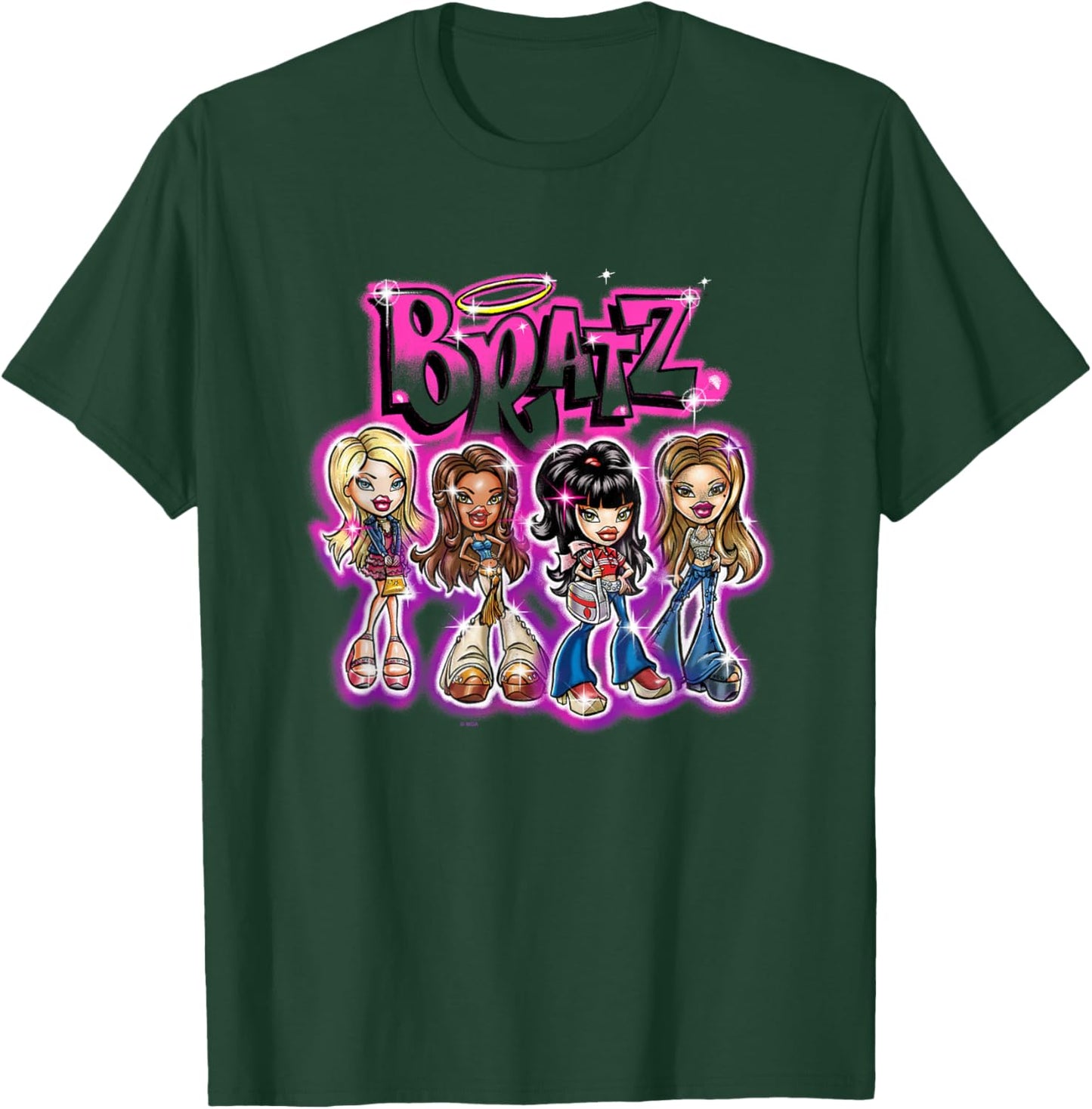 Bratz Dolls With Style Group Shot Retro Big Chest Poster T-Shirt - T-Shirt | Forest