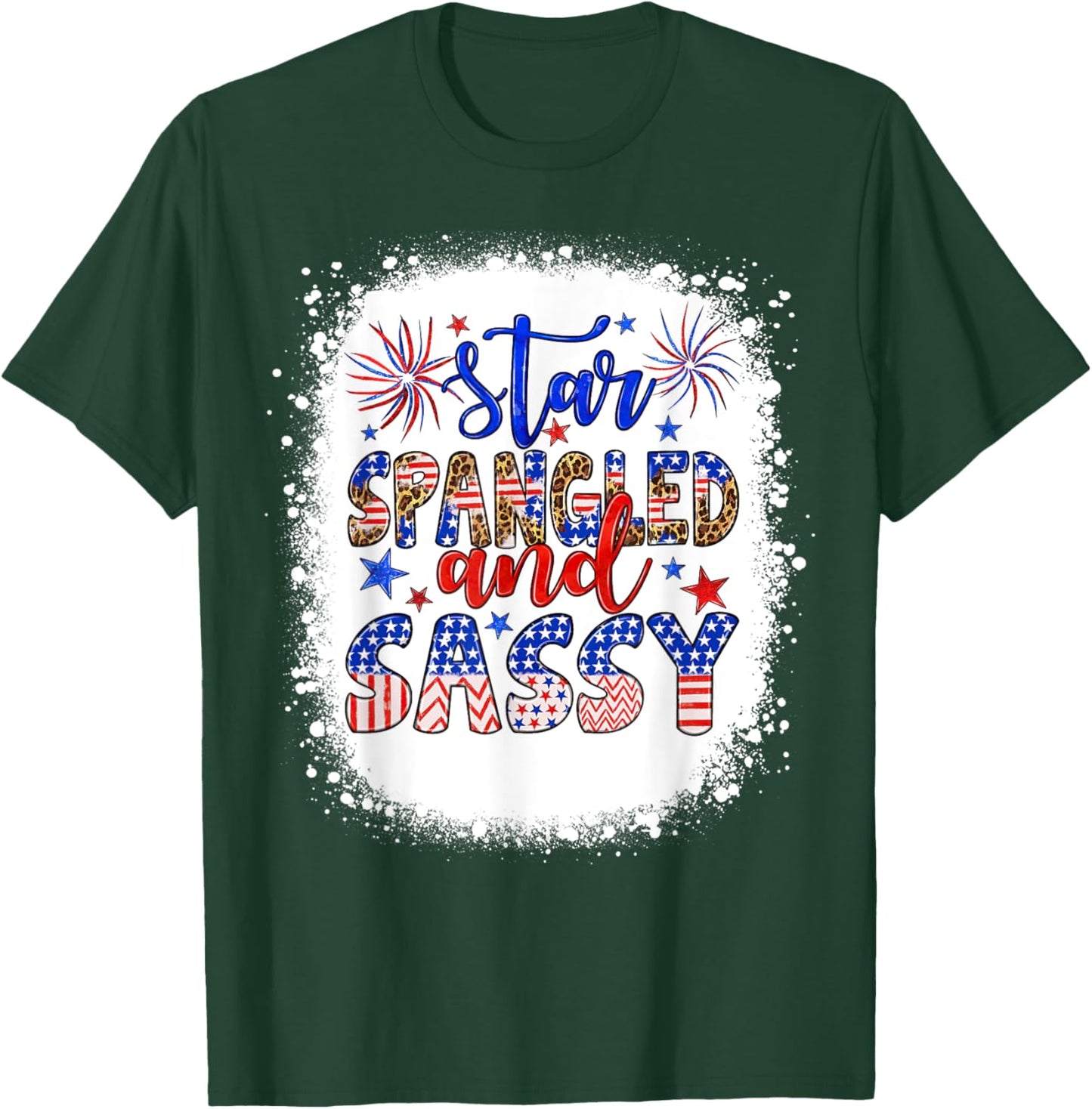 Star Spangled & Sassy Independence Day Groovy 4th Of July Women Kids Men T-Shirt - T-Shirt | Forest