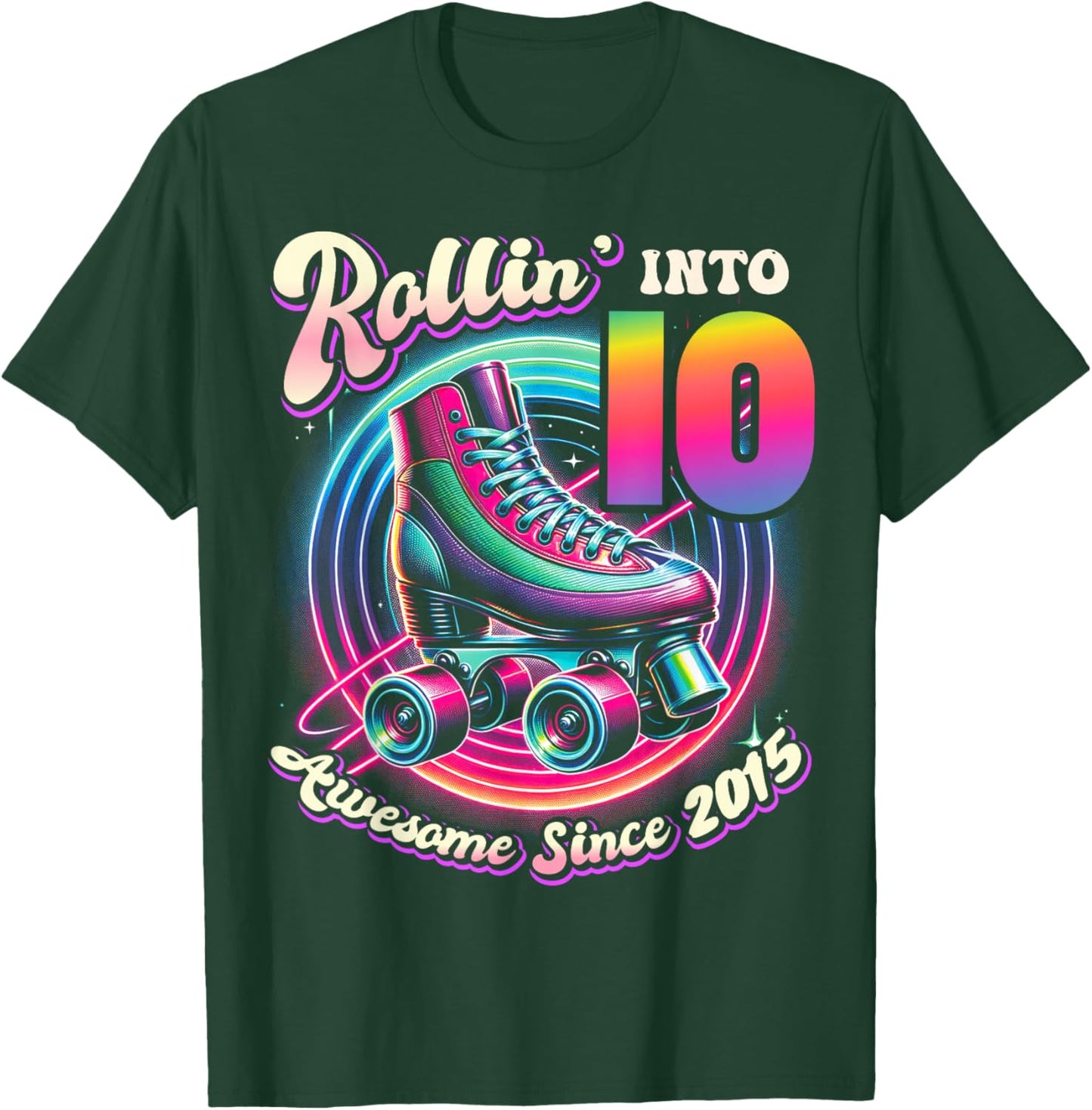 Birthday Roller Skating 10th Girl Rollin into 10 Skate Party T-Shirt - T-Shirt | Forest