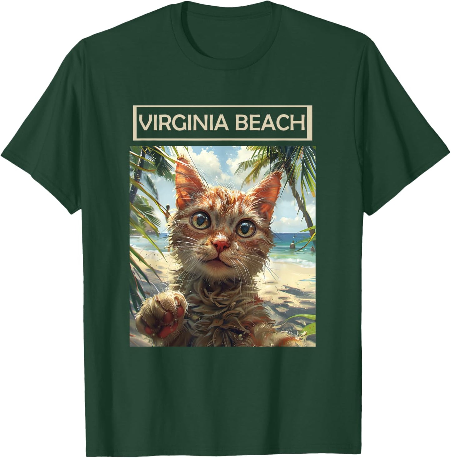 Virginia Beach Virginia VA | cat selfie T-Shirt - T-Shirt | Forest