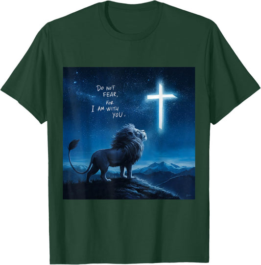 Christian Religious Bible Verse Sayings Lion Fear Scripture T-Shirt - T-Shirt | Forest