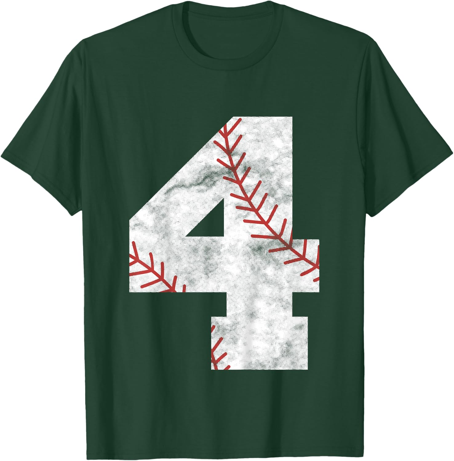 Kids 4th Birthday Baseball Big Number Four 4 Year Old Boy Girl T-Shirt - T-Shirt | Forest