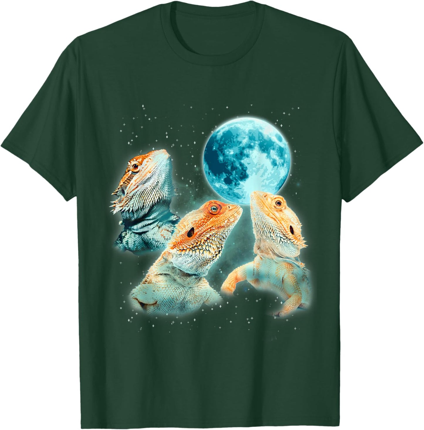 Bearded Dragon Lizards Howling at The Moon Beardies T-Shirt - T-Shirt | Forest