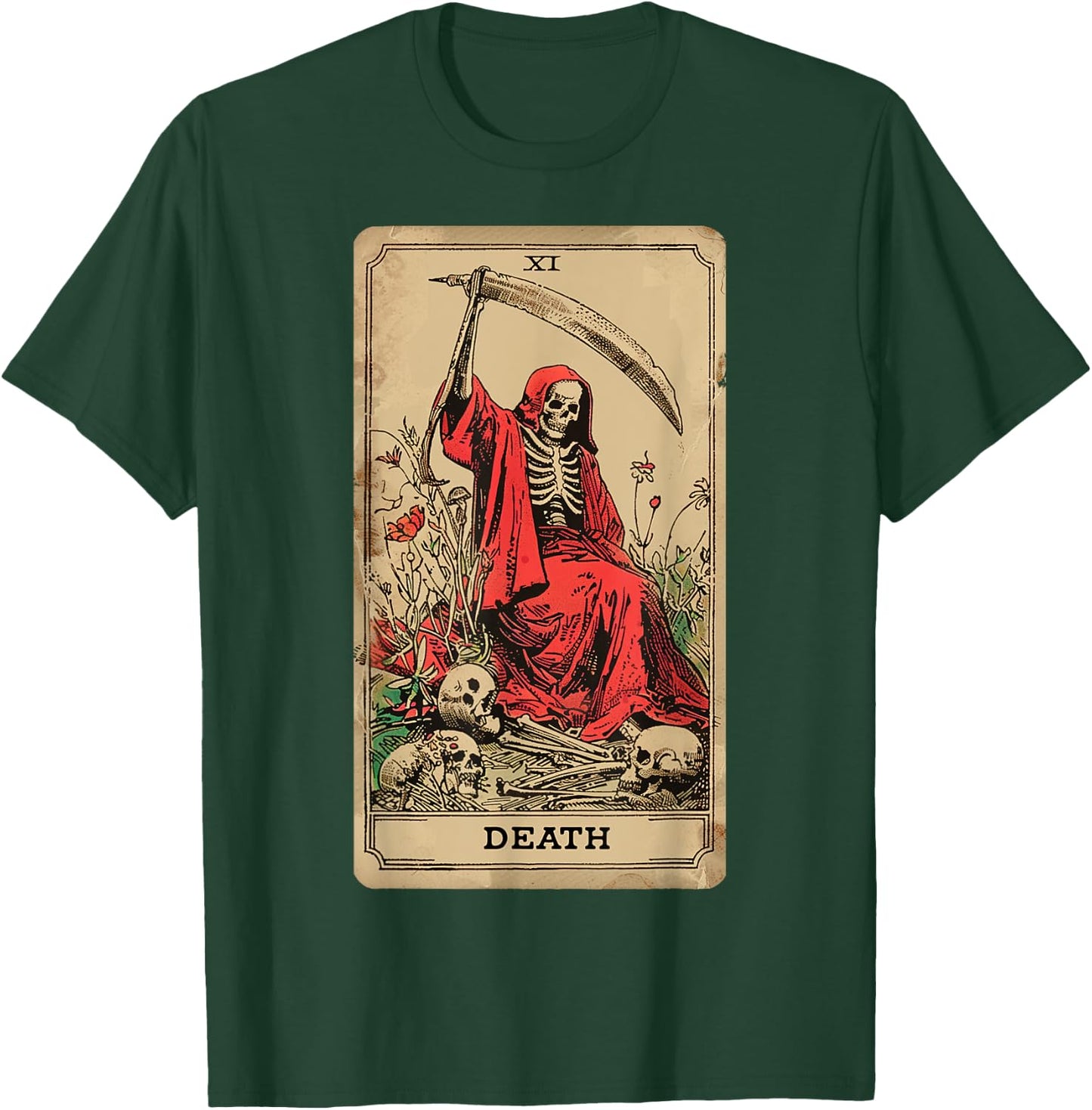 Vintage Tarot Card Death XIII Angel Skull Dead Reaper Grim T-Shirt - T-Shirt | Forest
