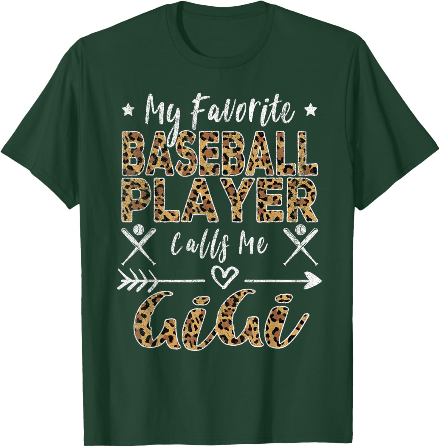 My Favorite Baseball Player Calls Me Gigi Grandma Leopard T-Shirt - T-Shirt | Forest