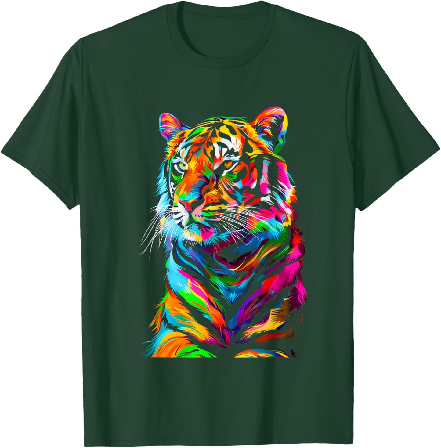 Colorful Tiger, Spirit Animal, Graphic Design, Rainbow Tiger T-Shirt - T-Shirt | Forest
