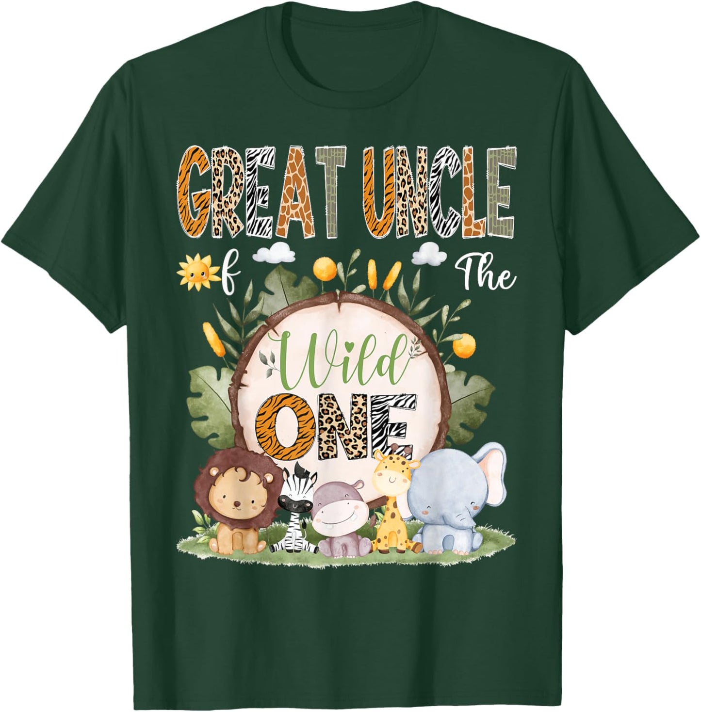 Great Uncle Of The Wild One 1St Birthday Kid Safari Woodland T-Shirt - T-Shirt | Forest