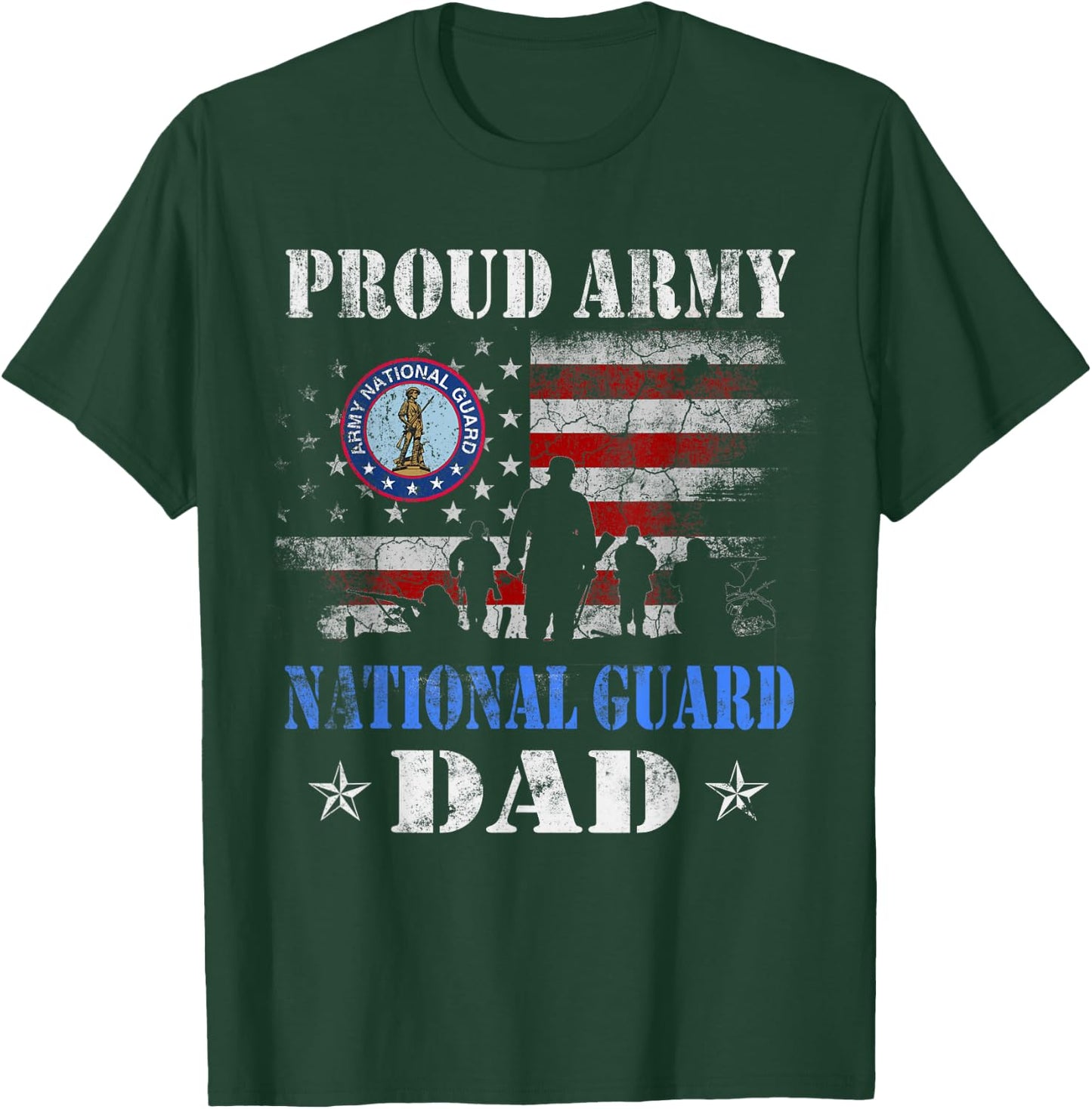 Proud Army National Guard Dad T shirt Veterans Day Gift T-Shirt - T-Shirt | Forest