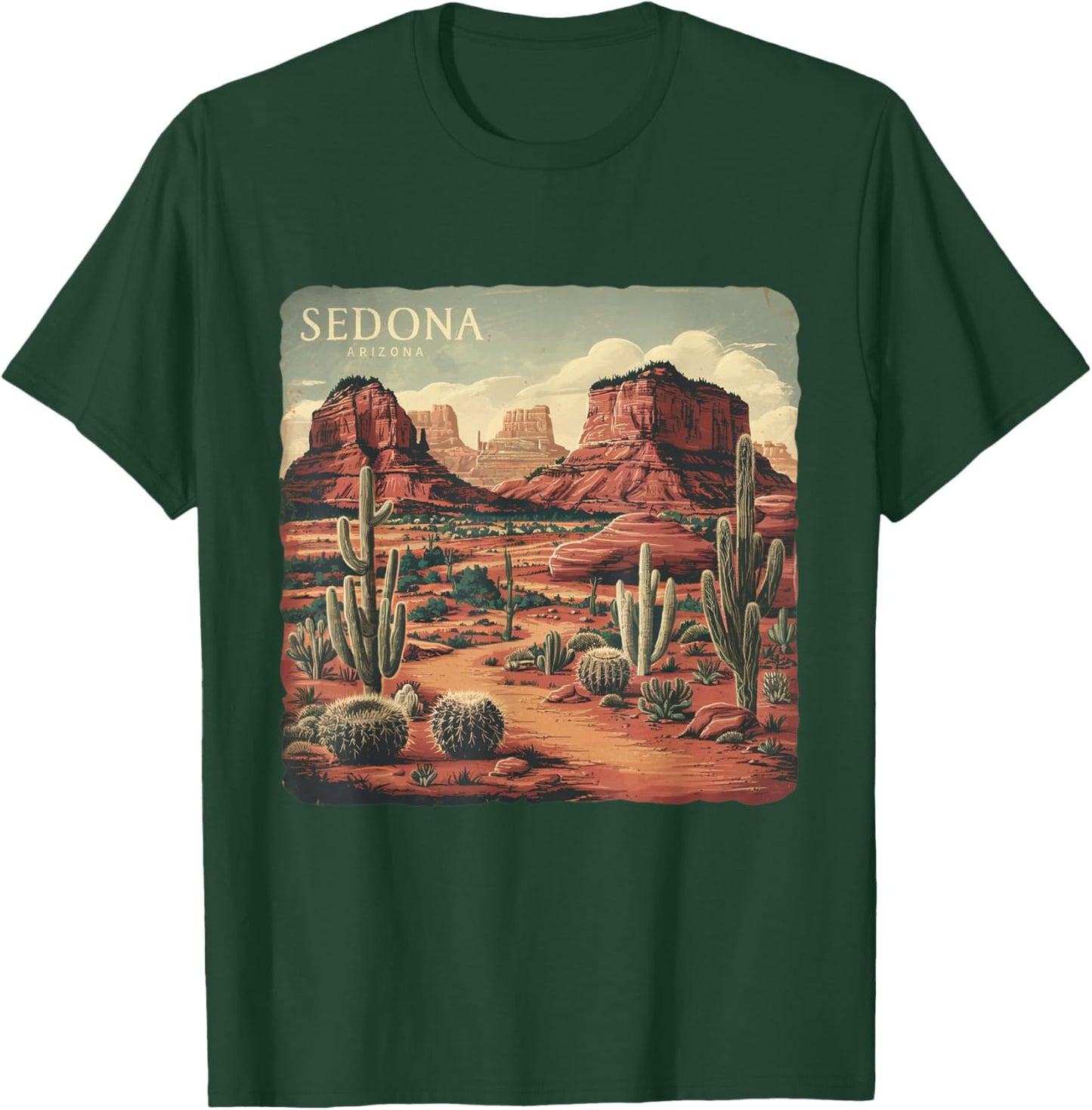 Retro Sedona Arizona Vintage Road Trip Outdoors Graphic T-Shirt - T-Shirt | Forest