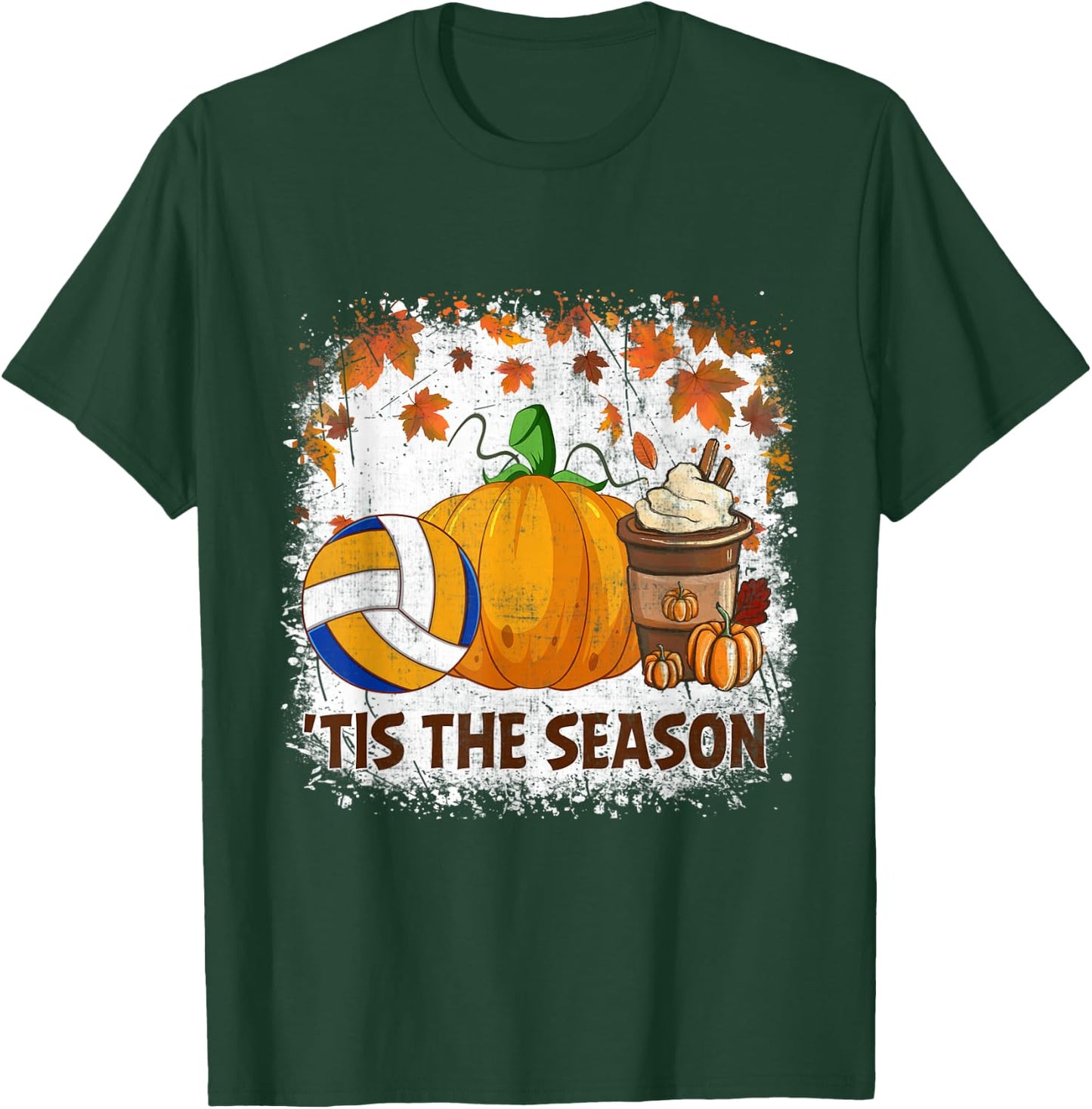 Pumpkin Spice Volleyball Tis The Season Fall Thanksgiving T-Shirt - T-Shirt | Forest