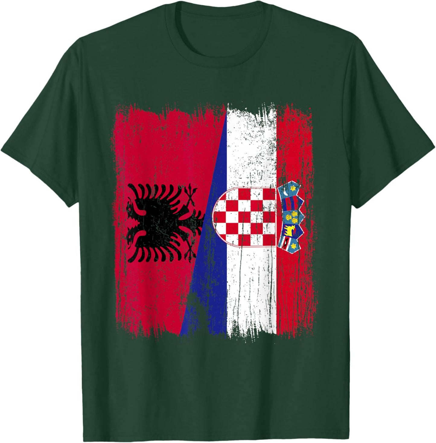 Albanien Kroatien halbe Flagge Stolze albanische kroatische Wurzeln T-Shirt - T-Shirt | Forest