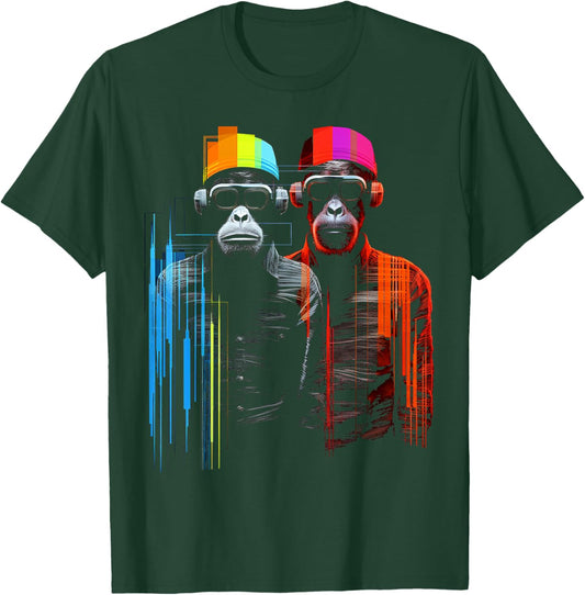 Monkey Colorful Animal Drawingg Abstract Art Monkey T-Shirt - T-Shirt | Forest