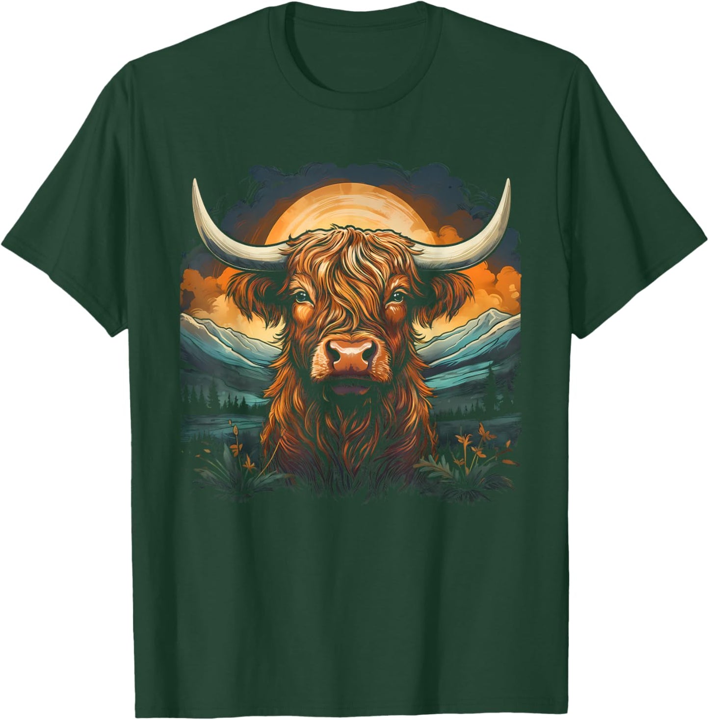 Scottish Highland Cow Cattle Farm Mountain Hairy Cow T-Shirt - T-Shirt | Forest