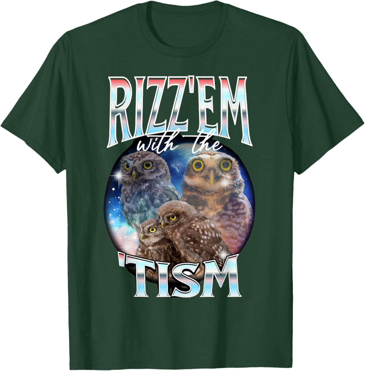 Rizz Em With The Tism Owl Autistic 90s Bootleg Rap Chihuahua T-Shirt - T-Shirt | Forest