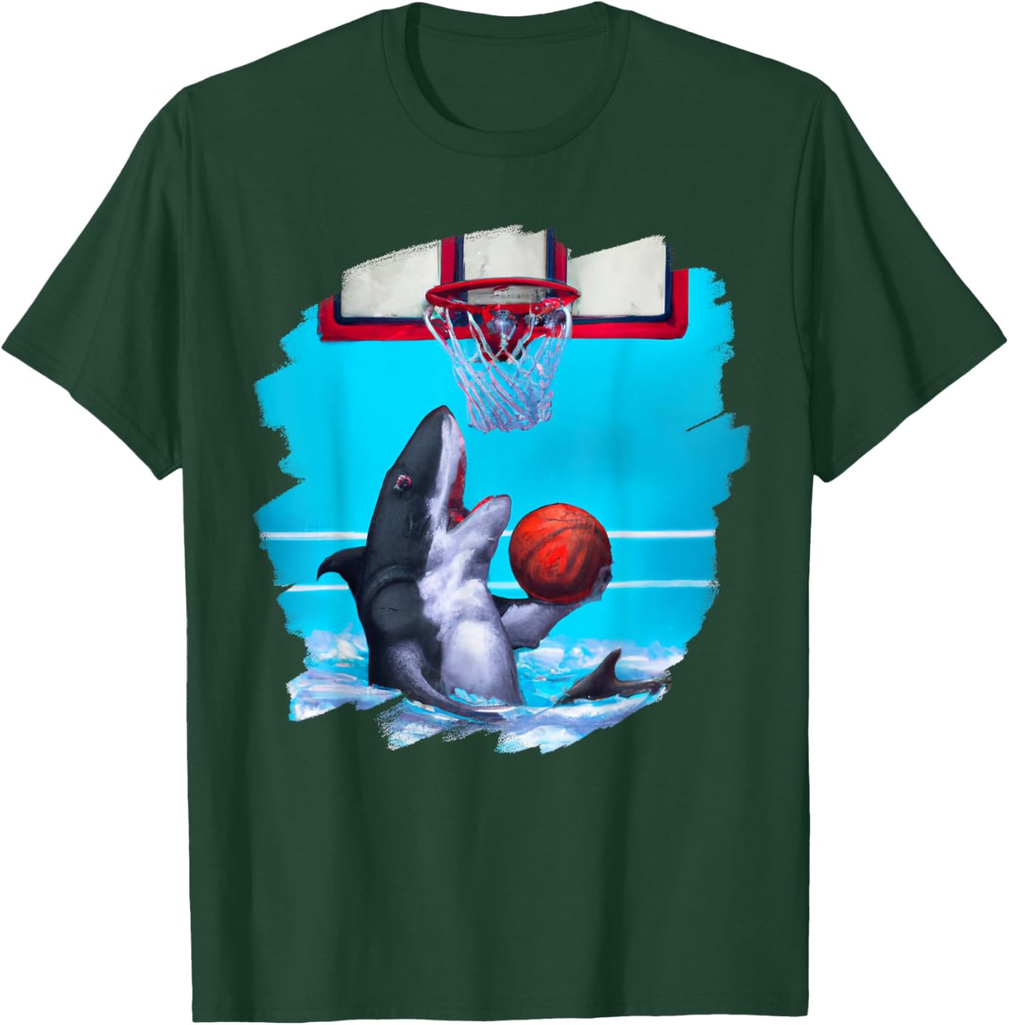 Shark Playing Basketball Funny Sharks Basketball T-Shirt - T-Shirt | Forest
