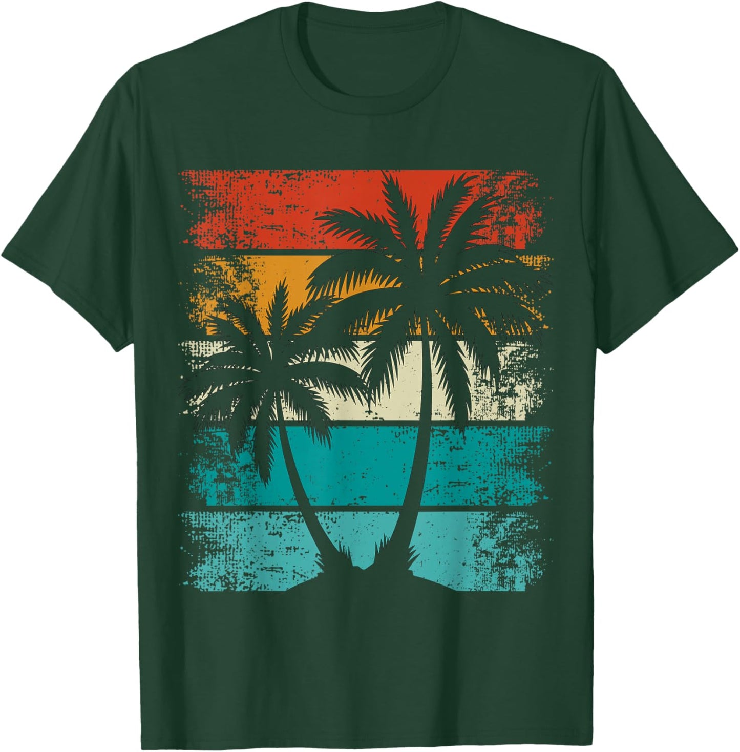 Cooler Sommerurlaub, Retro-Sonnenuntergang Palme T-Shirt - T-Shirt | Forest