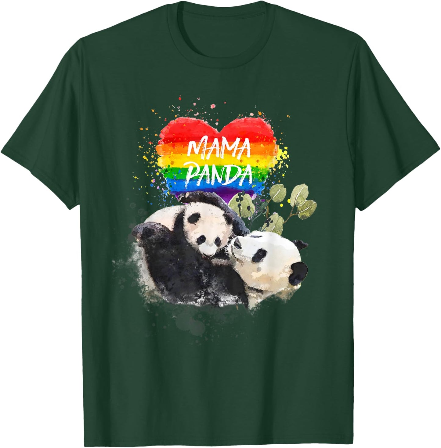 LGBT Pride Mama Panda Bear Rainbow Love Mother's Day Gift T-Shirt - T-Shirt | Forest
