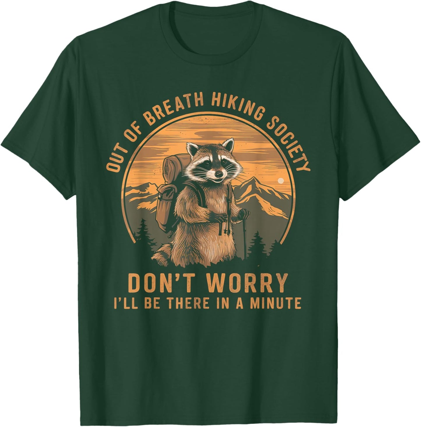 Out Of Breath Hiking Society Raccoon Hiking Vintage T-Shirt - T-Shirt | Forest