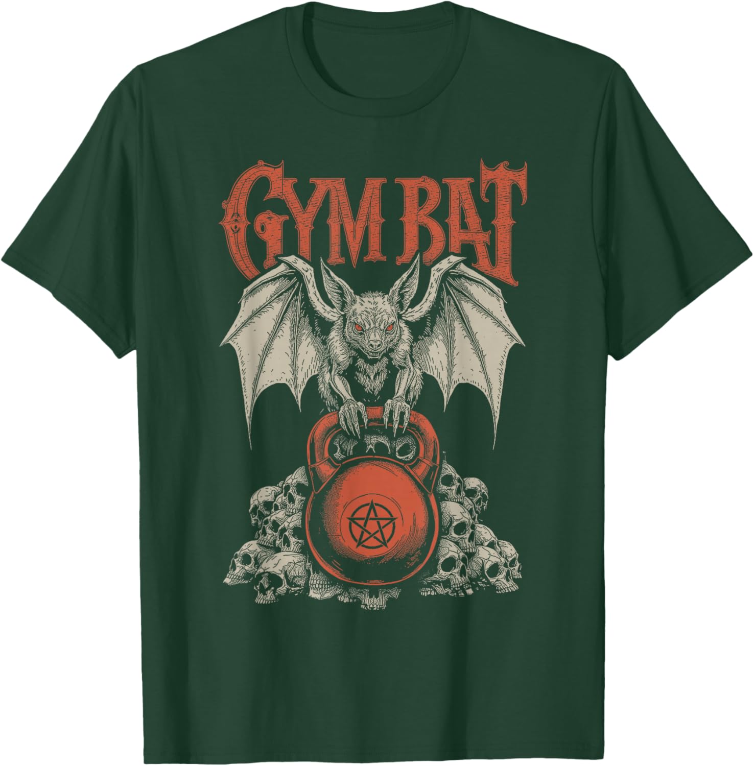 Goth Gym Bat Gothlete Funny Gothic Fitness Occult Kettlebell T-Shirt - T-Shirt | Forest