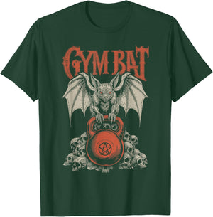 Goth Gym Bat Gothlete Funny Gothic Fitness Occult Kettlebell T-Shirt - T-Shirt | Forest