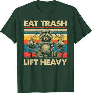 Funny Raccoon Shirt Lift Heavy Eat Trash Raccoon Weightlifting Gym , -Adults, Black, Small, Short Sleeve T-Shirt - T-Shirt | Forest