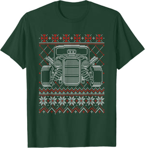 Hot-Rod Racing Fancy Car Mechanic Ugly Christmas Sweater T-Shirt - T-Shirt | Forest