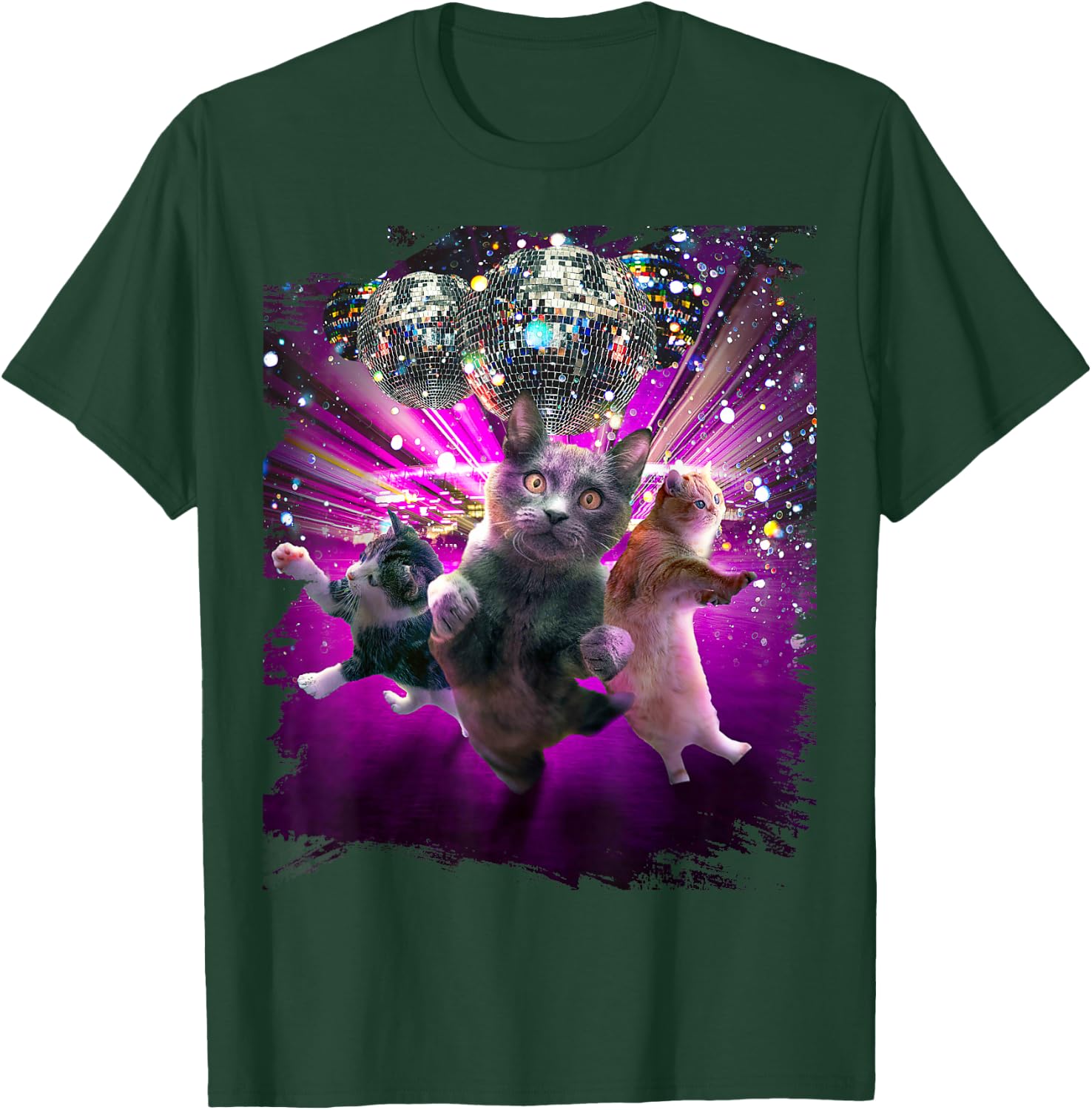 Disco Cats - 70s Disco Kitty Cat Rave T-Shirt - T-Shirt | Forest