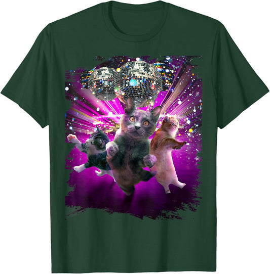 Disco Cats - 70s Disco Kitty Cat Rave T-Shirt - T-Shirt | Forest