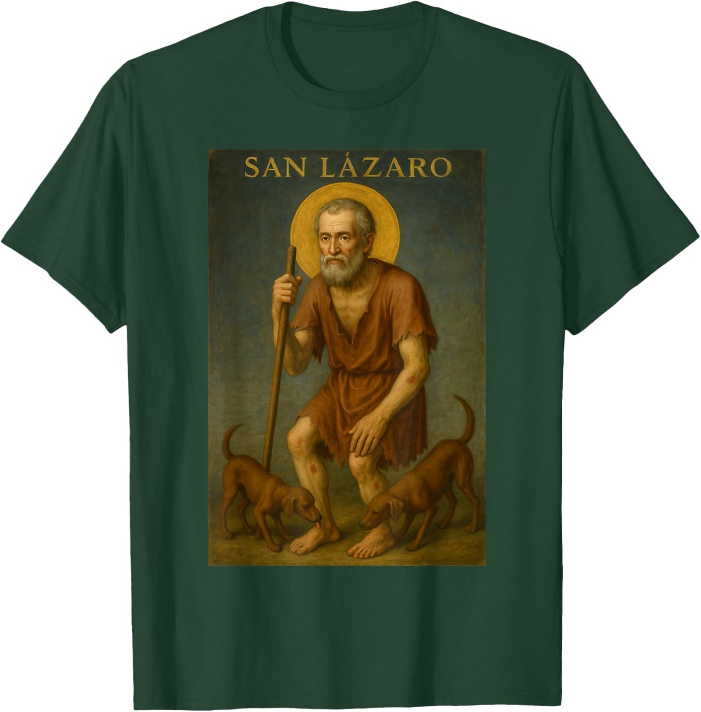San Lazaro Santeria babalu Aye with dogs T-Shirt - T-Shirt | Forest